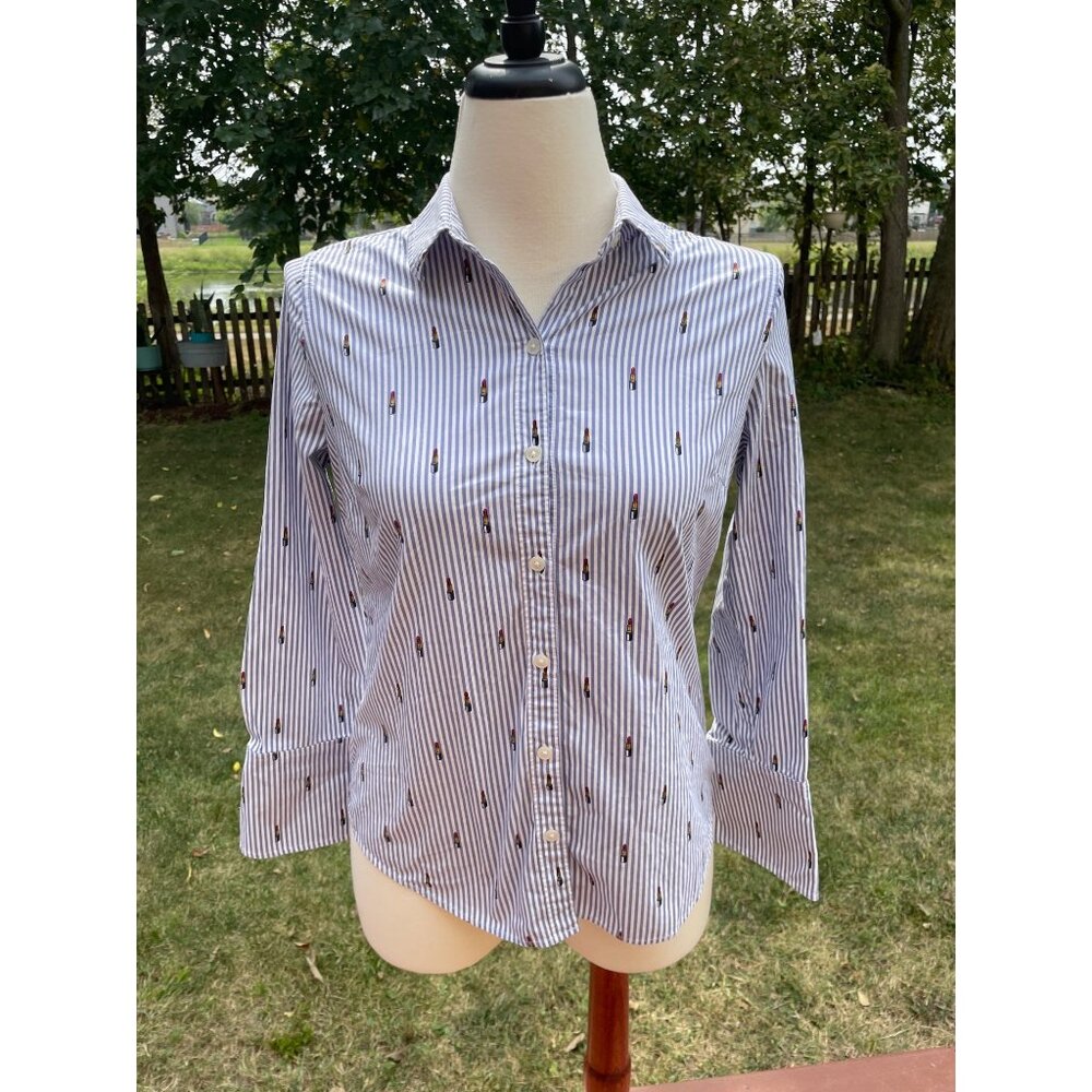 Lip Stick Stripes Banana Republic Womens Classic Fit Shirt S